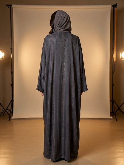Noor’s-Grey Fancy Abaya set-2pc
