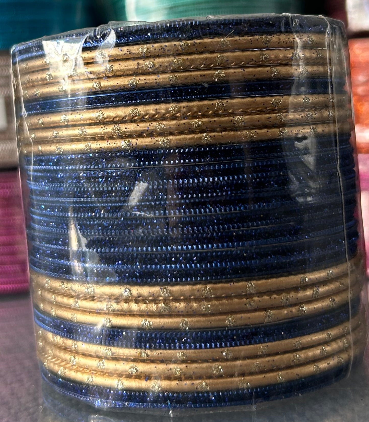Size: 2.4 Navy Blue & Gold Bangles