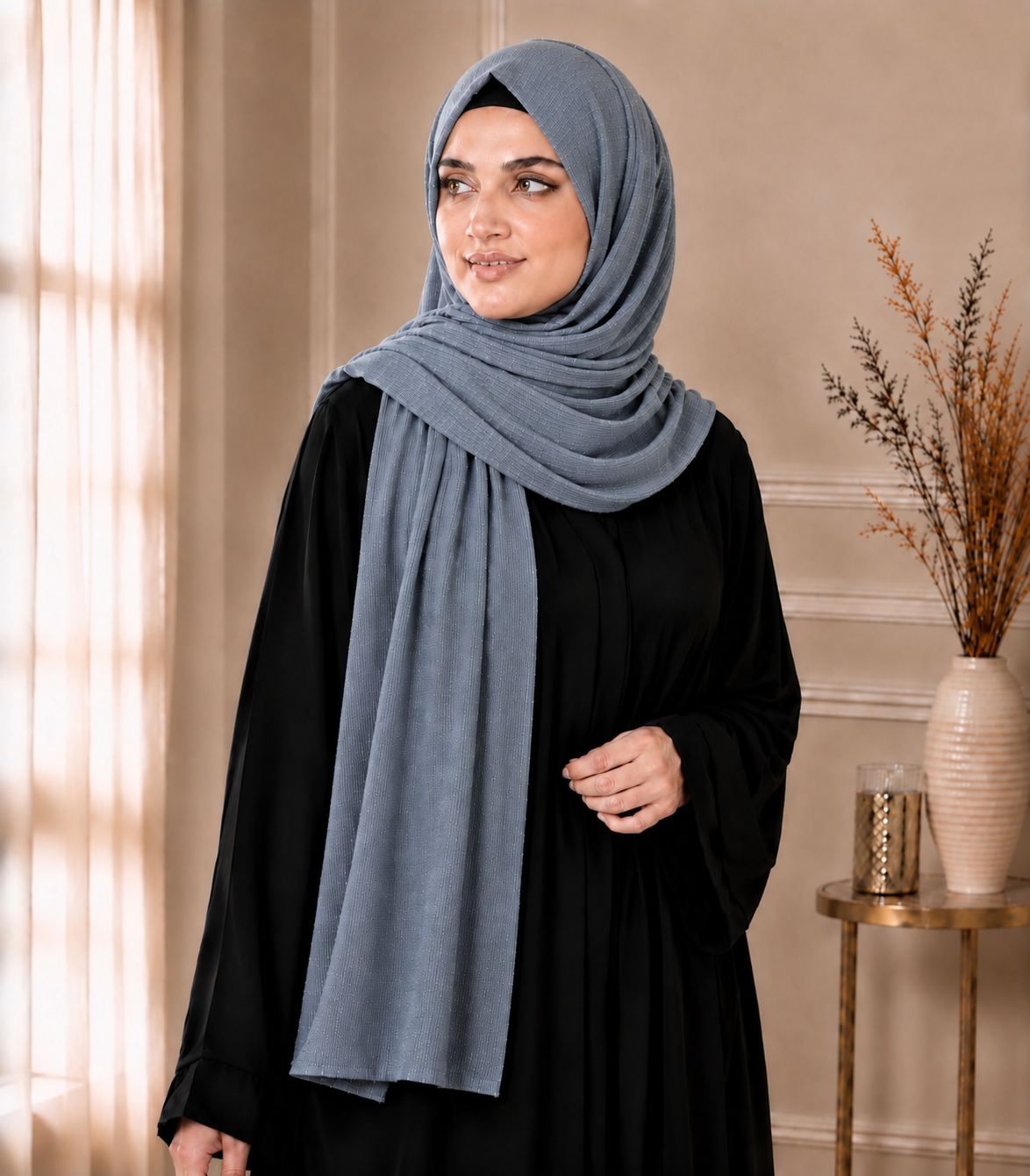 Fancy Chiffon Hijabs W/Shimmer Lines