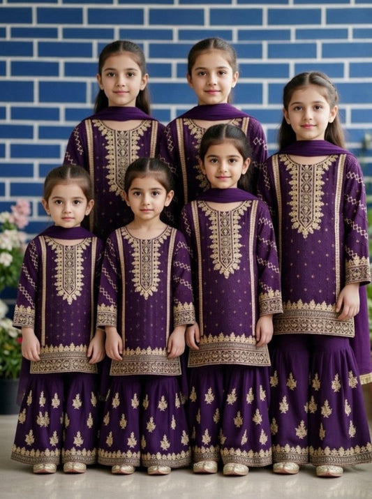Noor’s-3Pc Shararah-Purple