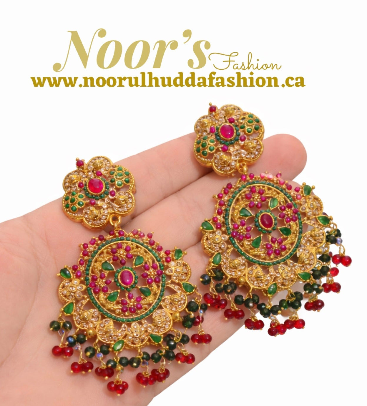Burgundy Green-3D Zircon Stone Dangle Earrings