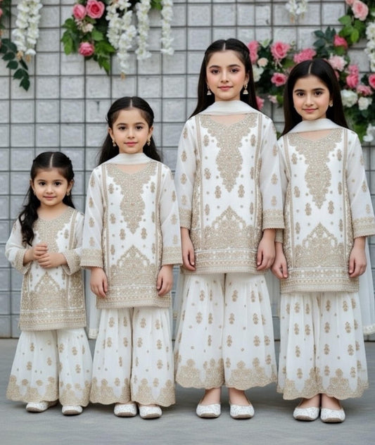 Noor’s-3Pc Sharara-Off White