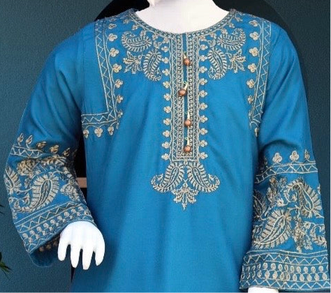 Blue Linen-3pc Shalwar kameez