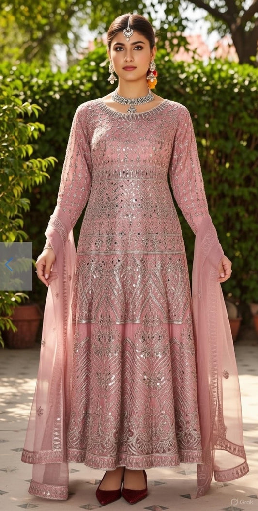 Noor’s-3Pc Maxi Dress-Pink