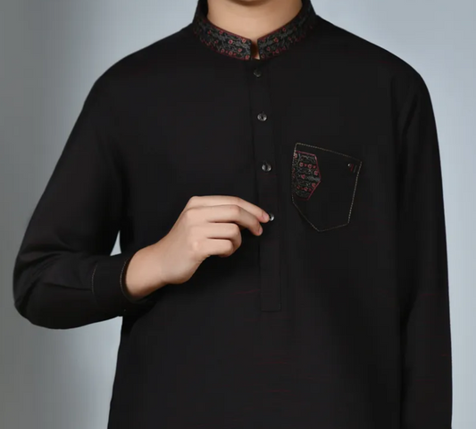 Dark Brown-Kameez Shalwar-Kids Boys-J.