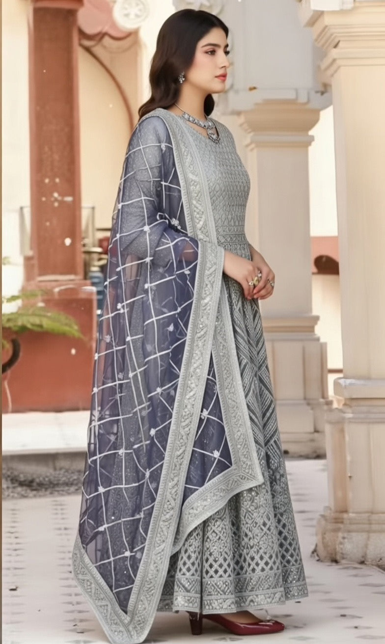 Noor’s-3Pc Maxi Dress-Grey