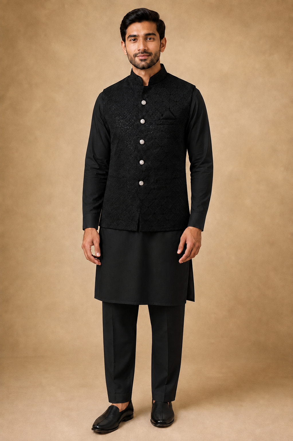 Black Fancy Waistcoat set