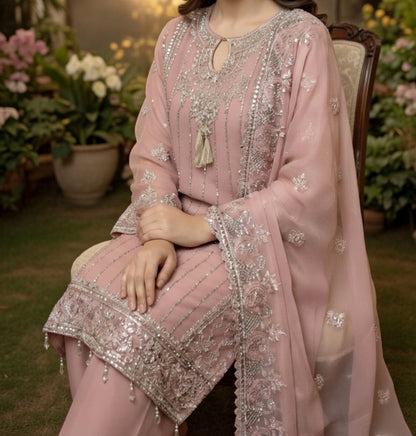 Noor’s-Festive Kameez Shalwar-Light Pink