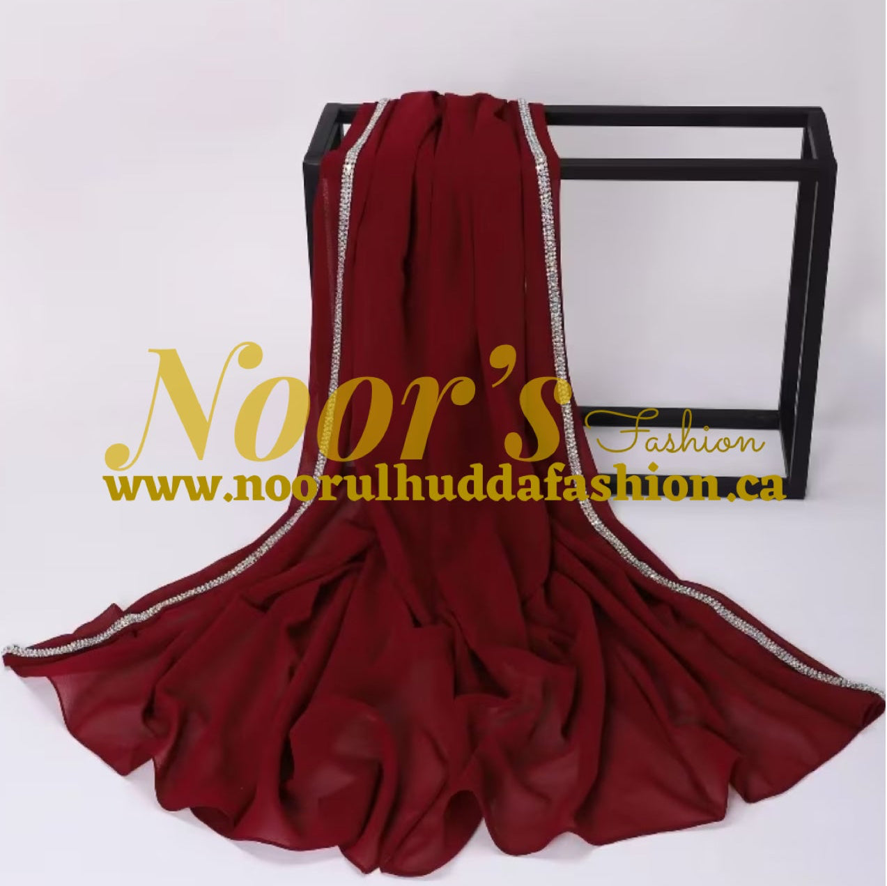 Chiffon Fancy Hijab with Crystal Beads