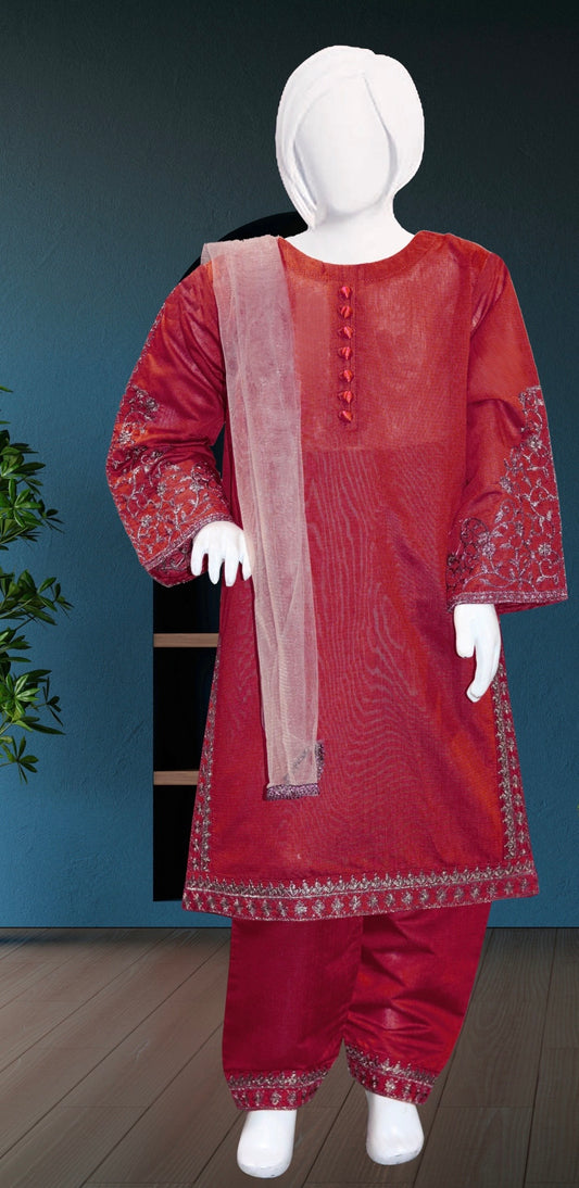 Burgundy-3pc Shalwar kameez