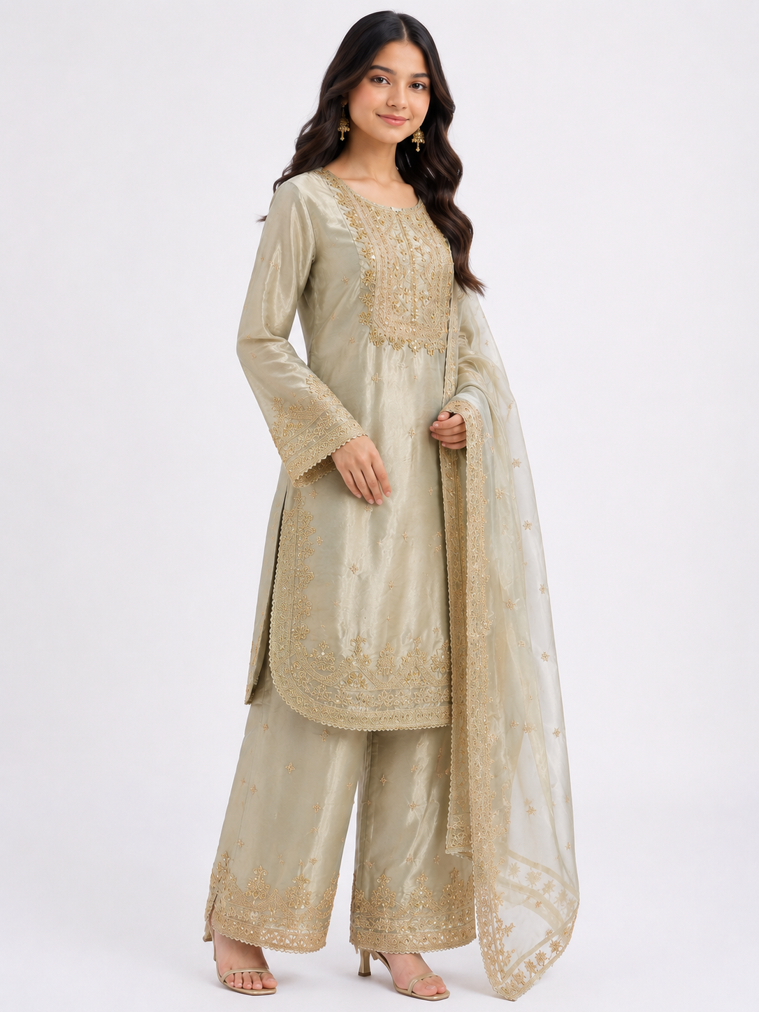 Sheesha Silk-Champagne Gold-3pc