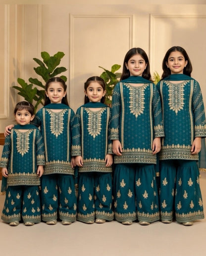 Noor’s-3Pc Shararah-Teal