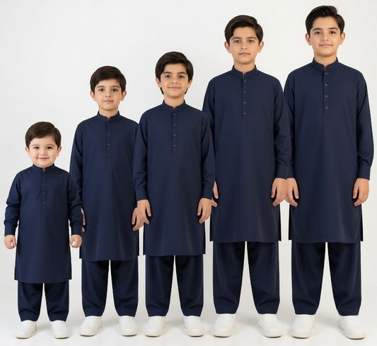 J. Navy Blue Blended-Kids Boys