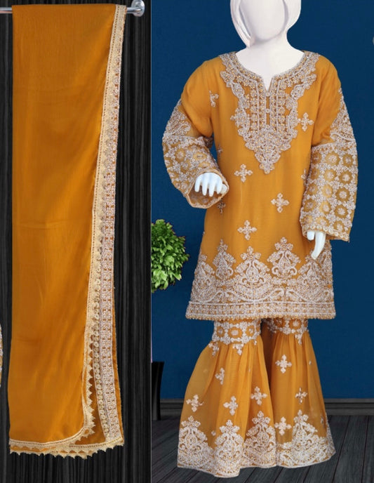 Noor’s 3pc Shararah Set-Mutard