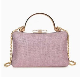 Light Pink-Sparkling Crystal Clutch