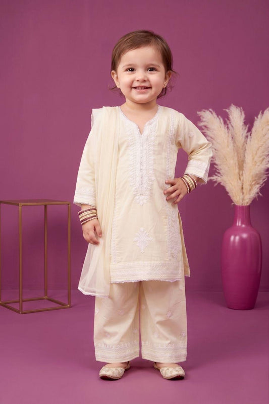 Baby Kameez Shalwar-3Pc Off White
