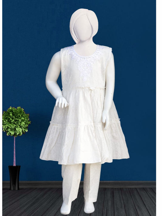White-3pc Linen Frock