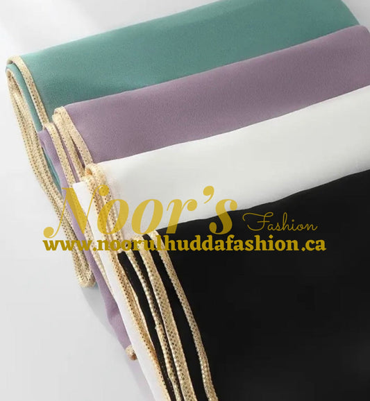 Fancy Chiffon Hijab with Golden Lace