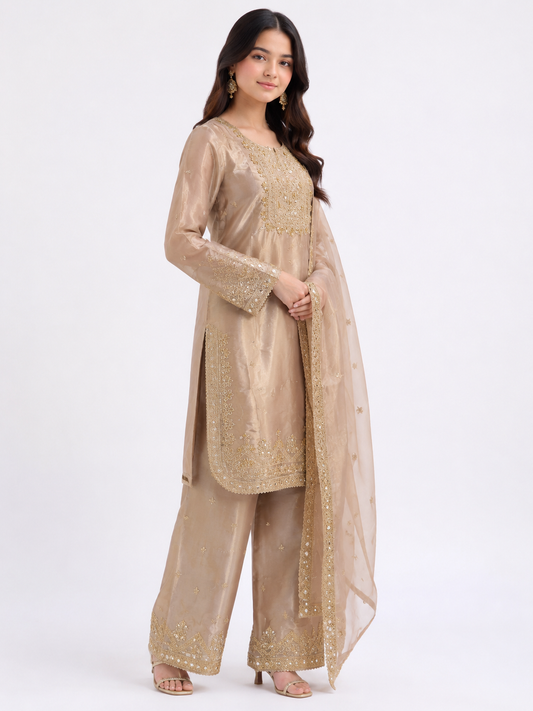 Sheesha Silk-Soft Beige-3pc