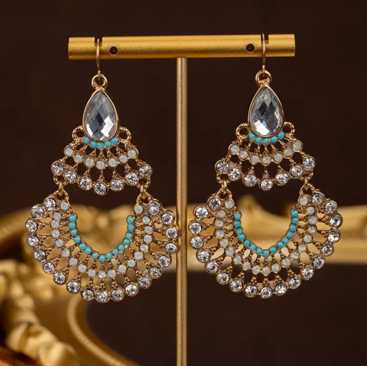 Antique Gold Crescent Drop Earrings