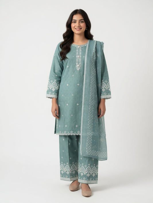 Sage green-3pc-Cotton