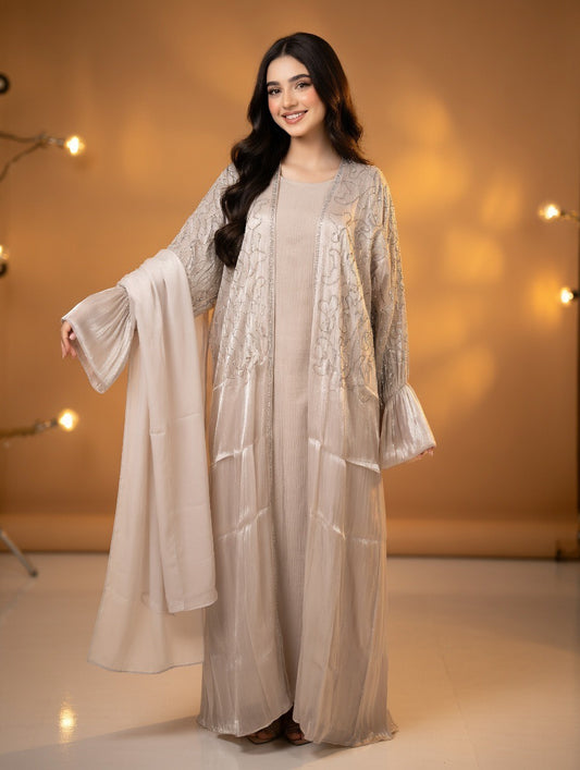 Noor’s-Light Tea pink Abaya set-2pc