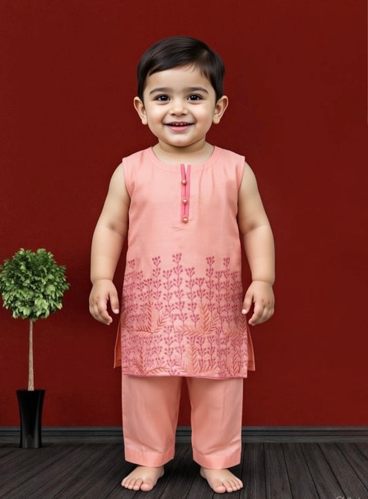 Peach Linen-Kameez shalwar