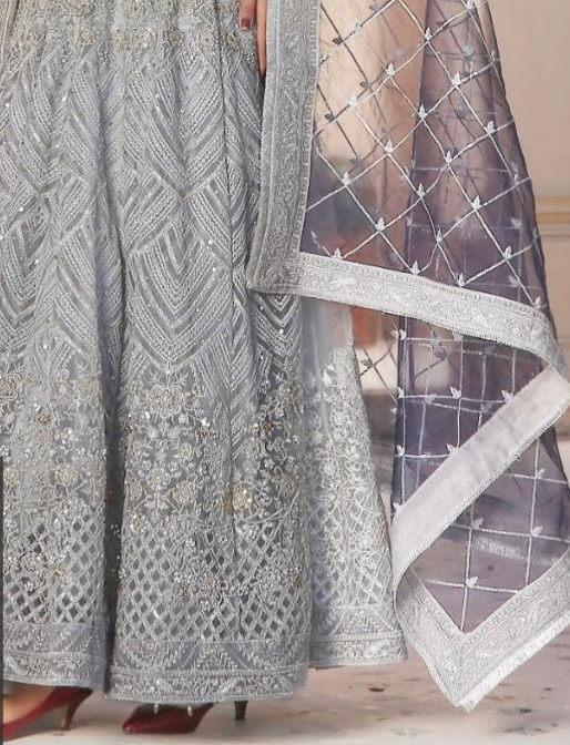 Noor’s Party Wear-Grey Maxi Dress
