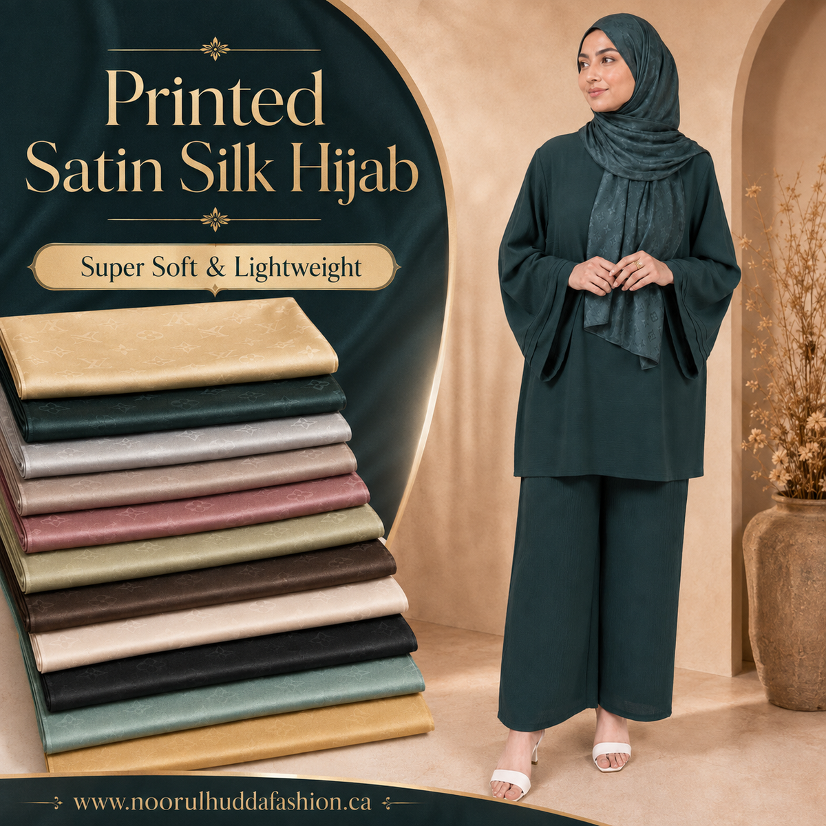 1- Printed Satin Silk Hijabs