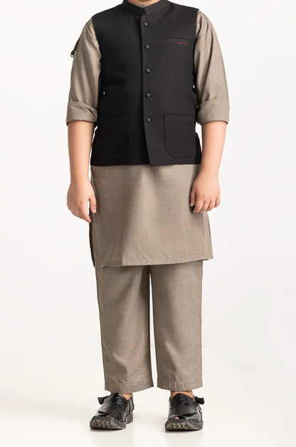 Black-Kids waistcoat 1pc-Gul Ahmed