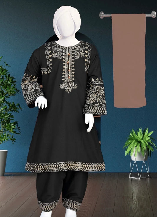 Embroidered Linen Kameez Shalwar-3 Colours