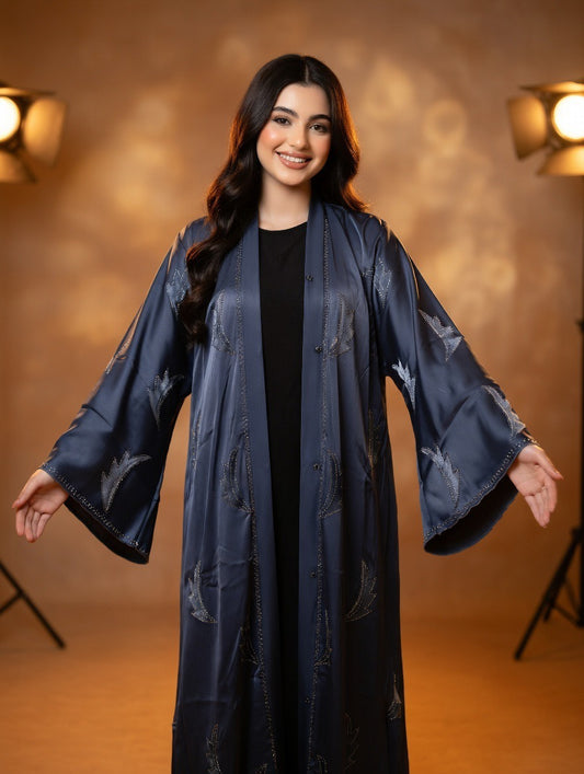 Noor’s-Blue Grey Abaya set-2pc