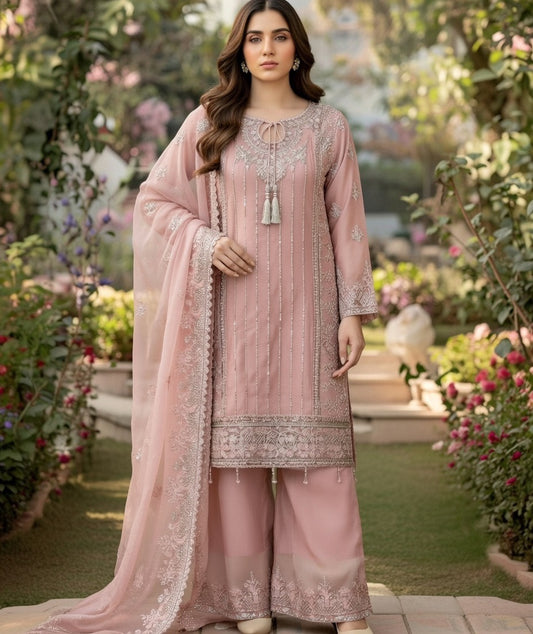 Noor’s-Festive Kameez Shalwar-Light Pink