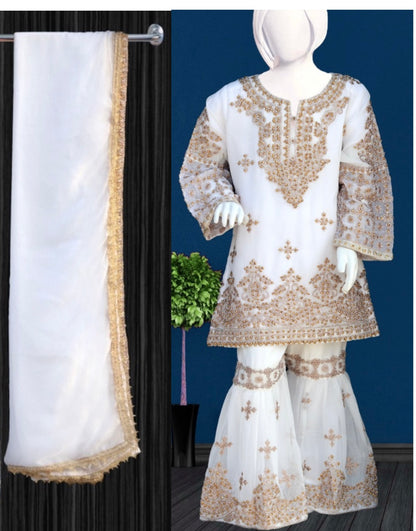 Noor’s 3pc Shararah Set-White