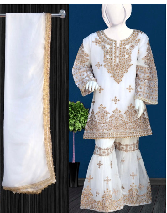 Noor’s 3pc Shararah Set-White