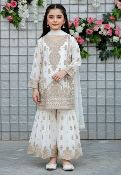 Noor’s-3Pc Sharara-Off White