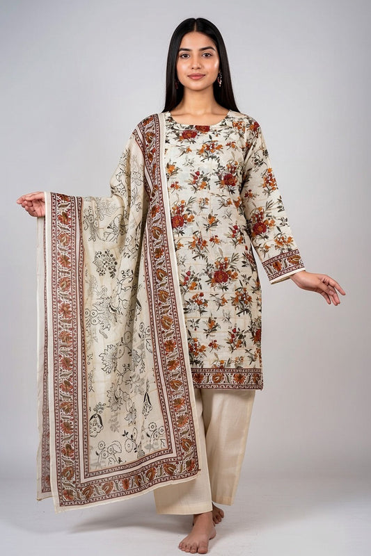 Brand:Gul Ahmed-Off White-Khaddar-3pc