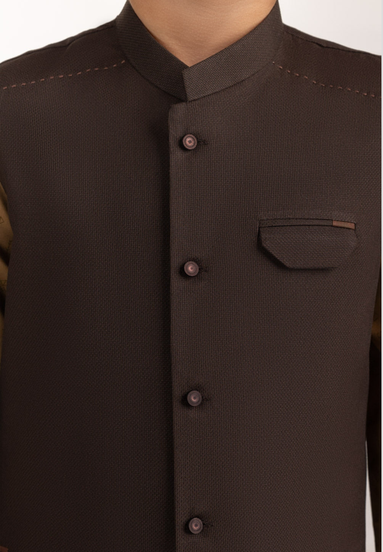 Brown-Kids waistcoat 1pc-Gul Ahmed