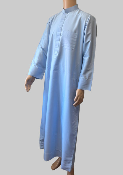 Sky Blue-Noor’s-Thobe/Jubba-Plain Band Collar