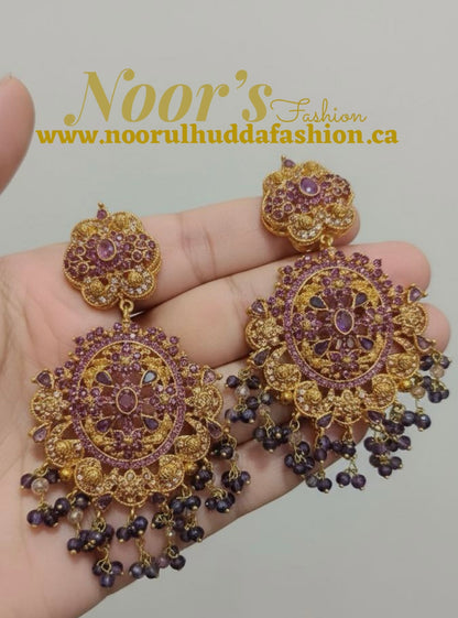 Light Purple-3D Zircon Stone Dangle Earrings