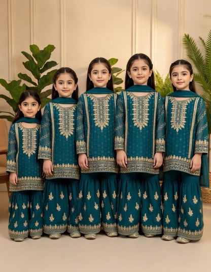 Noor’s-3Pc Shararah-Teal