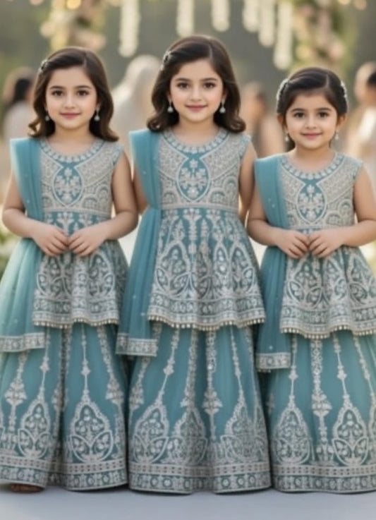 Noor’s-Teal Blue Lehnga-3Pc