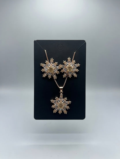 Champagne Golden-3D Zircon Locket Set