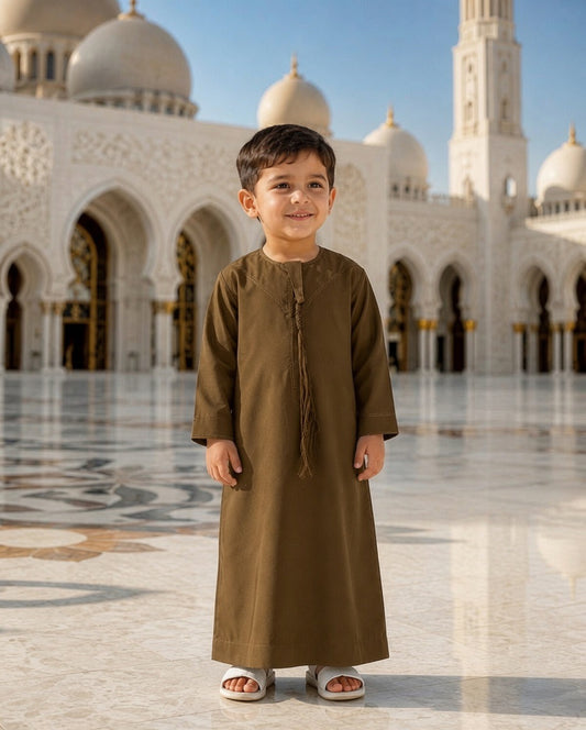 Olive Brown-Noor’s-Kids Thobes-Emirati Style