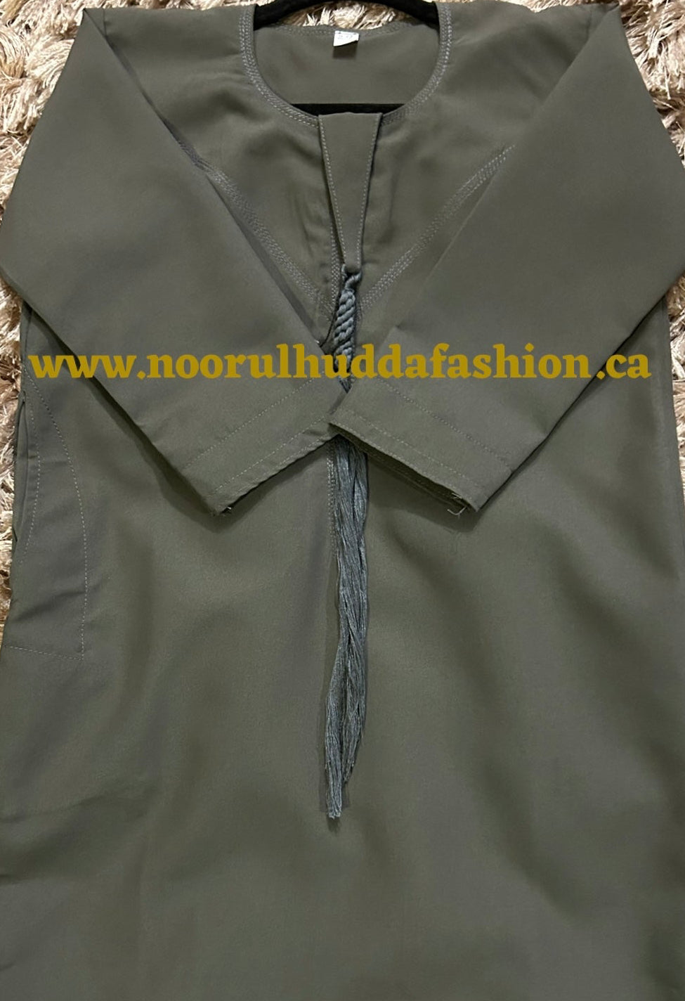 Olive Grey-Kids Thobes-Emirati Style