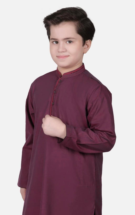 Maroon-Kameez Shalwar-Kids Boys-Edenrobe