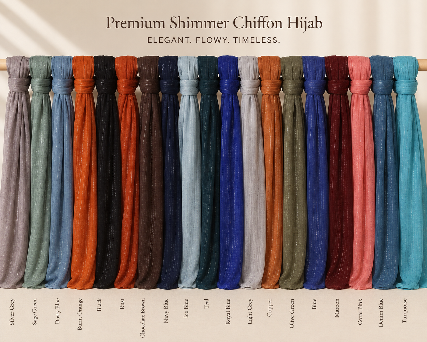 Fancy Chiffon Hijabs W/Shimmer Lines