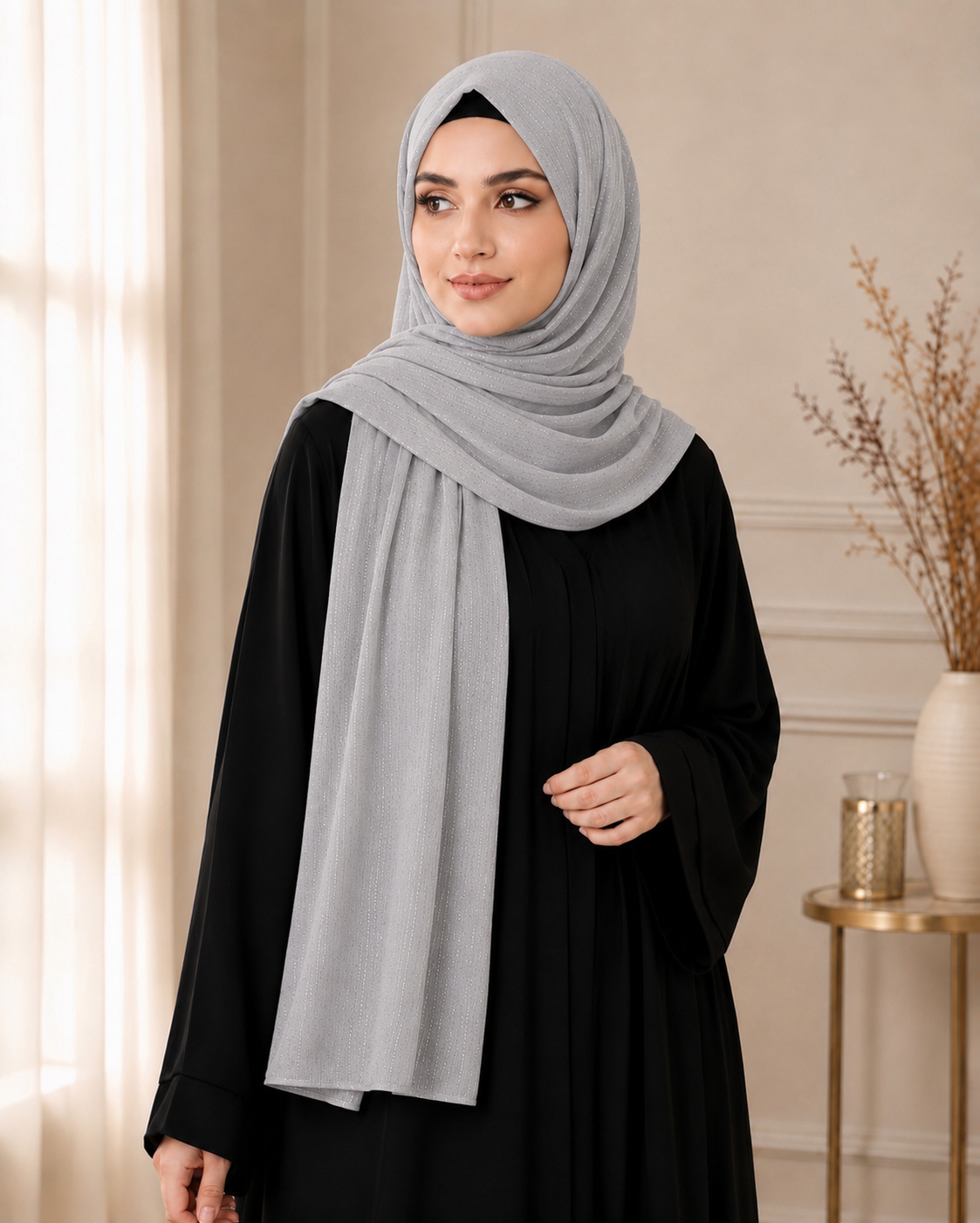 Fancy Chiffon Hijabs W/Shimmer Lines