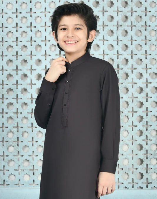 Dark Brown-Kameez Shalwar-Kids Boys- J.