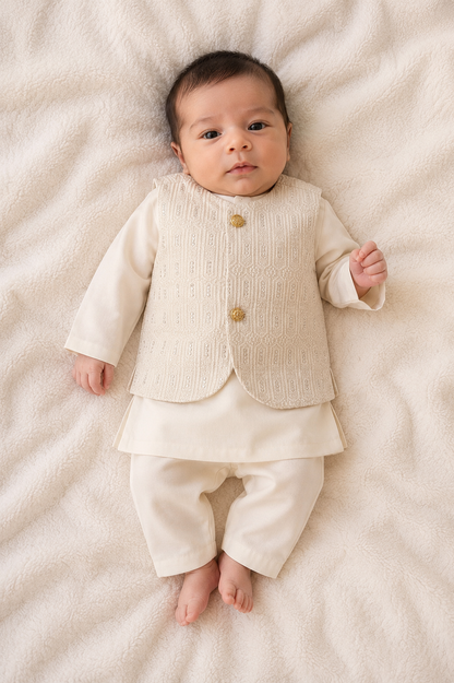 3pc White Outfit-baby boys